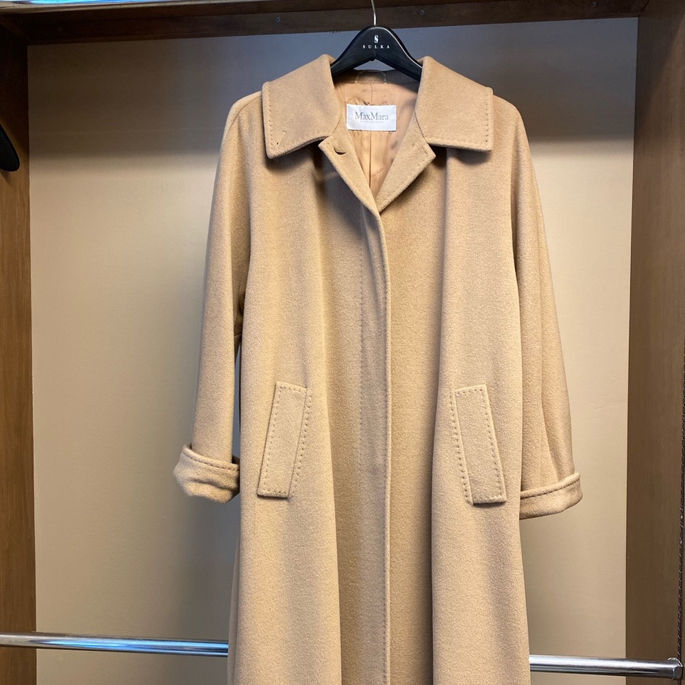 MaxMara Wool Cashmere Camel Single Breasted Coat
